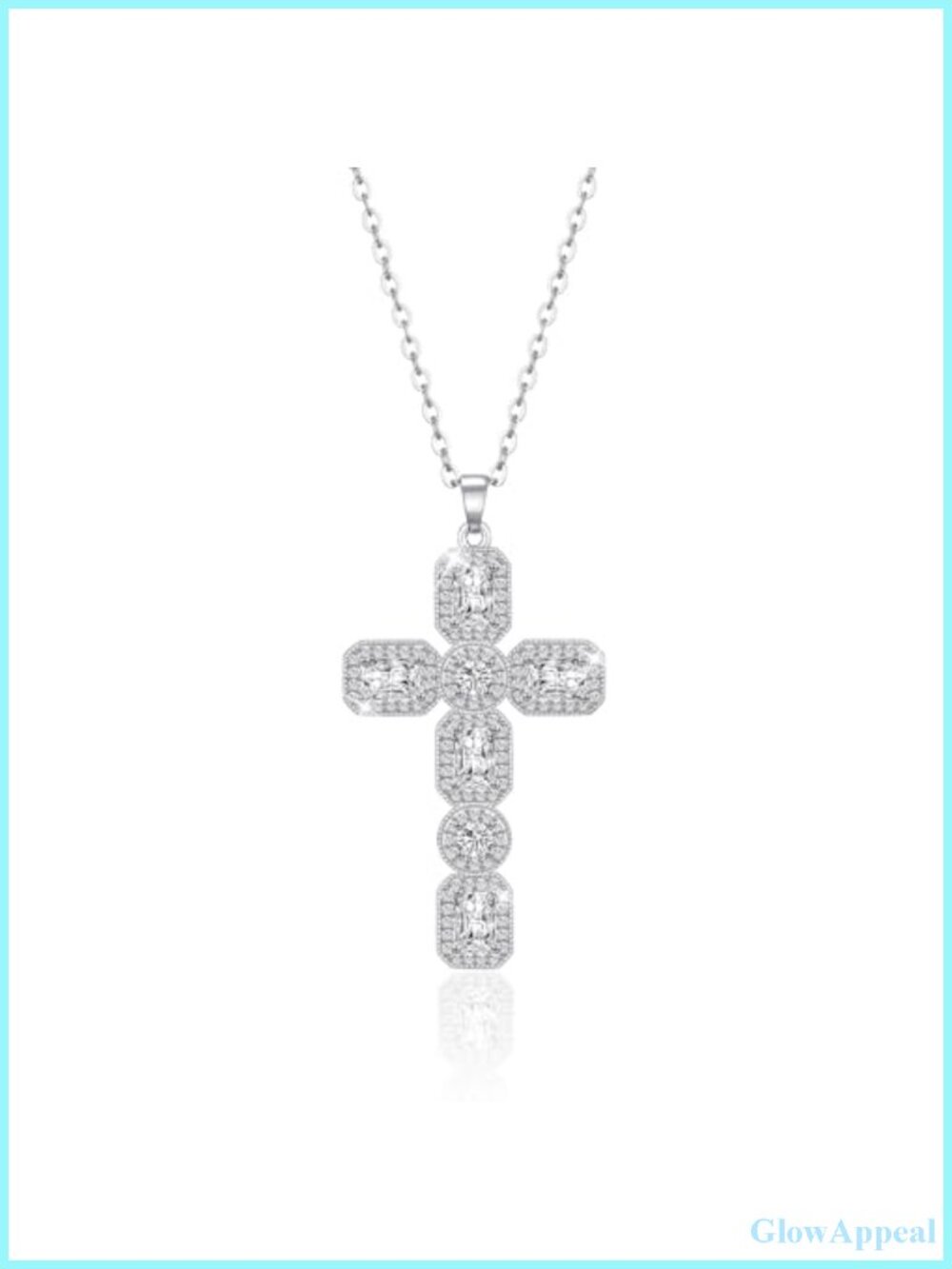 Trendy White Gold Plated Cross Pendant Cubic Zirconia Necklace for Women